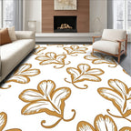 Golden Floral Swirl Pattern Design Rug