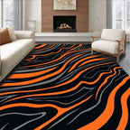 Dynamic Orange Gray Stripe Pattern Rug