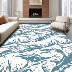 Dynamic Abstract Blue White Pattern Rug