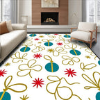 Teal Gold Red Starburst Ornament Confetti Rug