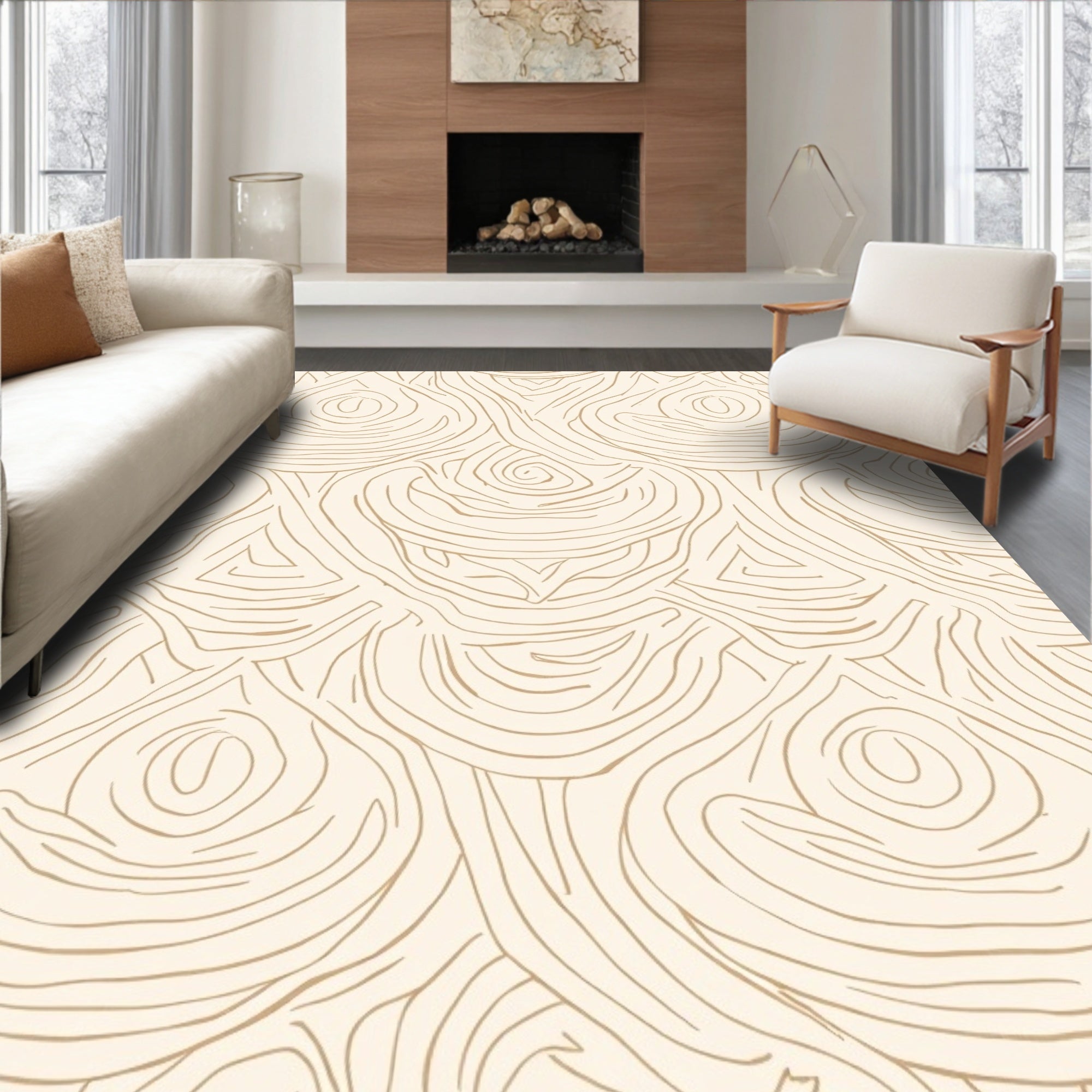 Organic Swirls Patterned Light Rug