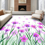Whimsical Purple Floral Meadow Pattern Rug