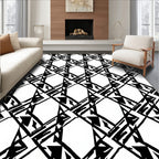 Graphic Black White Diamond Pattern Rug