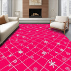Pink Snowflake Lattice Pattern Rug