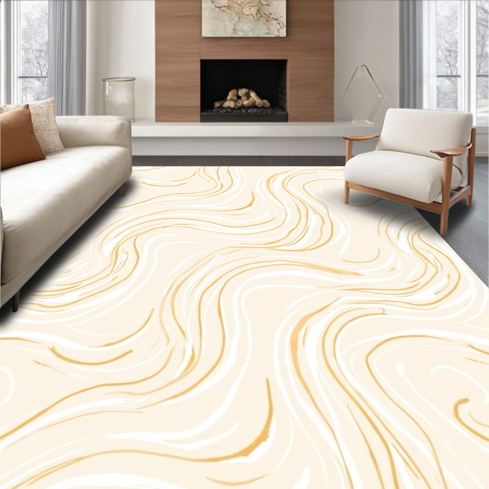 Creamy Swirls Gentle Pattern Design Rug