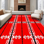 Bold Red White Pixelated Pattern Rug