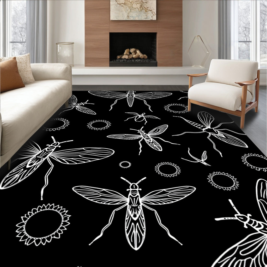 Insect Sunburst Silhouette Design Rug