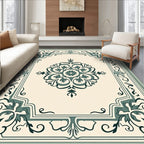 Ornate Floral Medallion And Border Design Rug