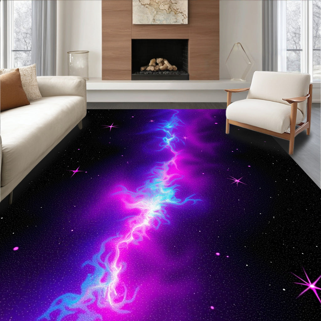 Vibrant Nebula And Star Pattern Rug