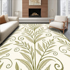 Elegant Olive Botanical Vine Pattern Rug