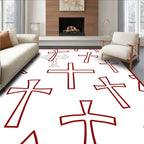 Cross Pattern Red Graphic Rug