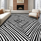 Abstract Striped Geometric Pattern Rug