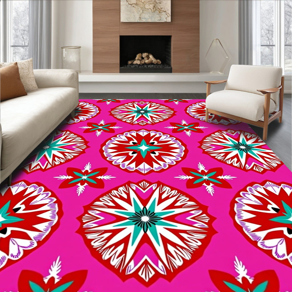 Bold Floral Sunburst Pattern Rug