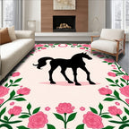Pink Rose Floral Silhouette Horse Rug