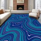 Abstract Blue Teal Swirl Design Rug