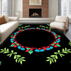 Red Cherry Green Leaf Wreath Rug
