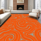 Swirling Orange Teal Abstract Pattern Rug