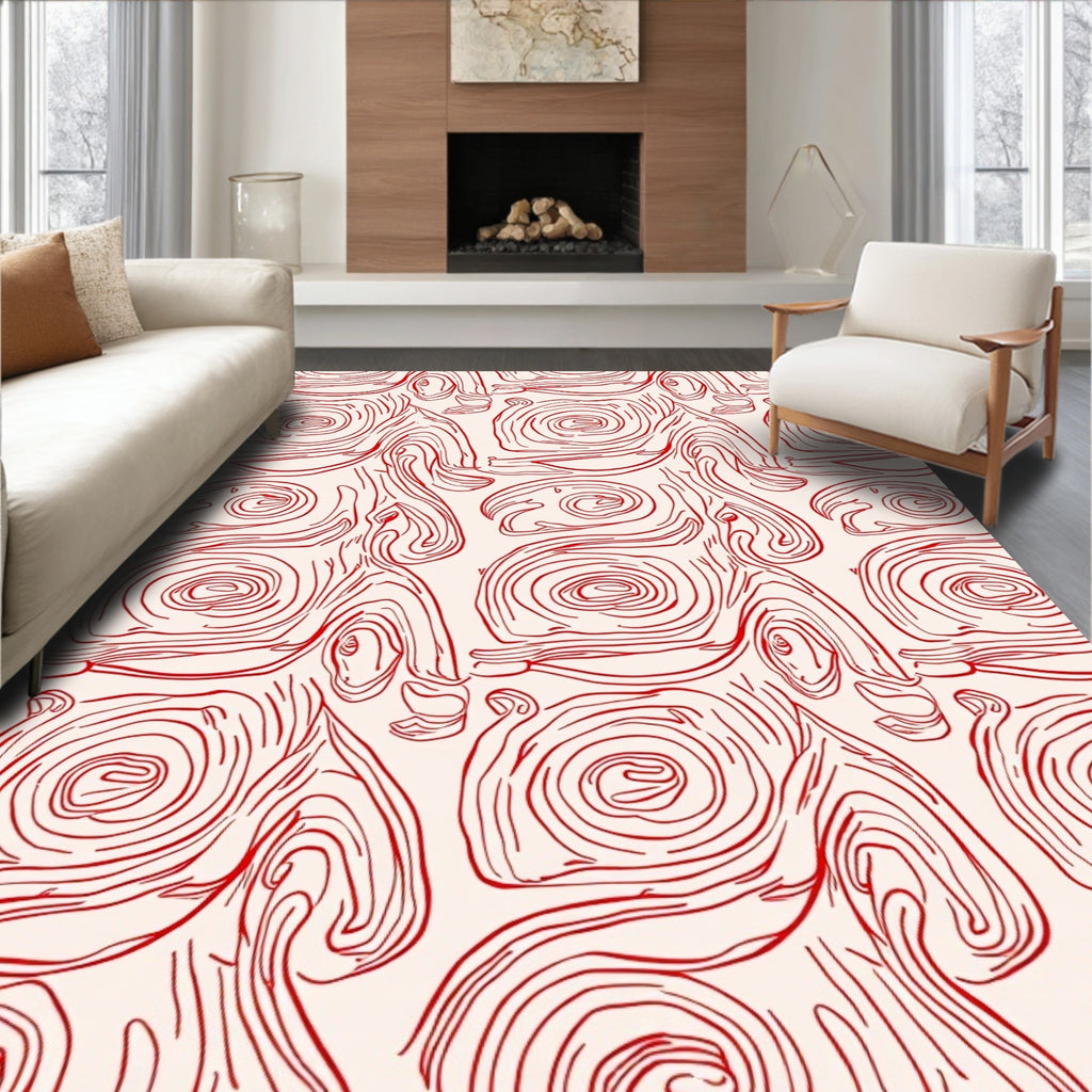 Organic Swirl Wood Grain Pattern Rug