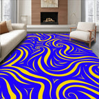Bold Blue Yellow Swirl Pattern Rug