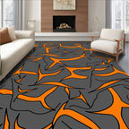 Bold Abstract Orange Flame Pattern Rug