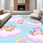 Cute Cats 2 Clouds Rainbow Pattern Rug