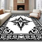 Ornate Black White Geometric Mandala Rug