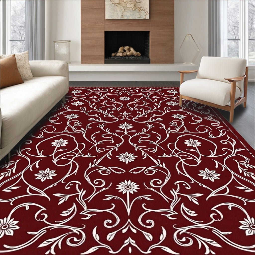 Damask Floral Vine Pattern Rug