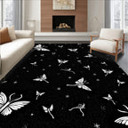 Whimsical White Moth Starry Night Rug