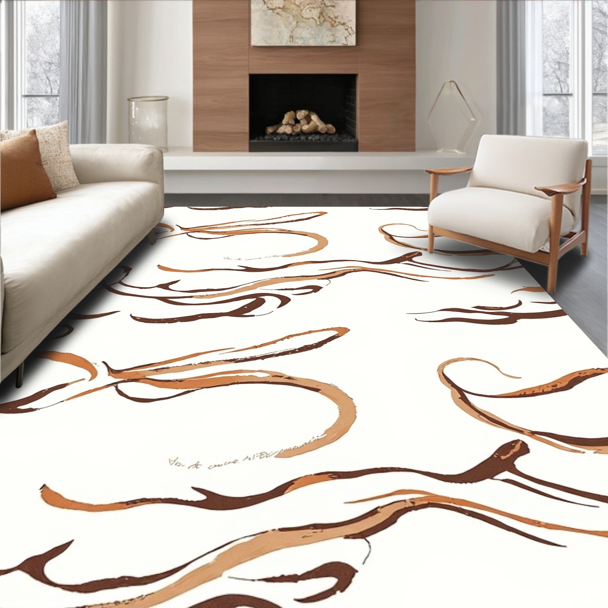 Earthy Swirls Brushstroke Patterns Rug