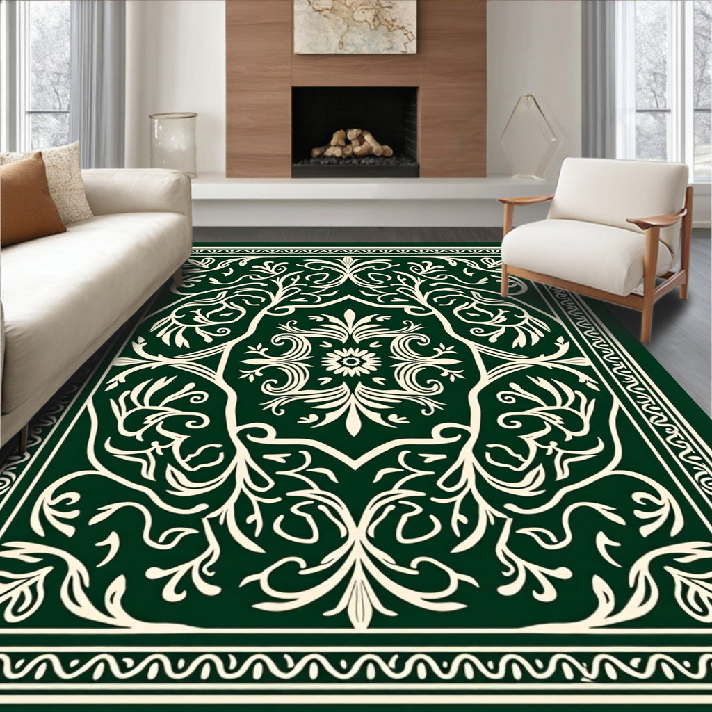 Ornate Floral Scrollwork Pattern Rug