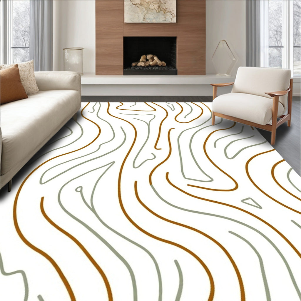 Organic Contour Lines Pattern Rug