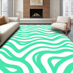 Curved Aqua Wave Pattern Rug