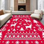 Christmas Reindeer Trees Pattern Rug
