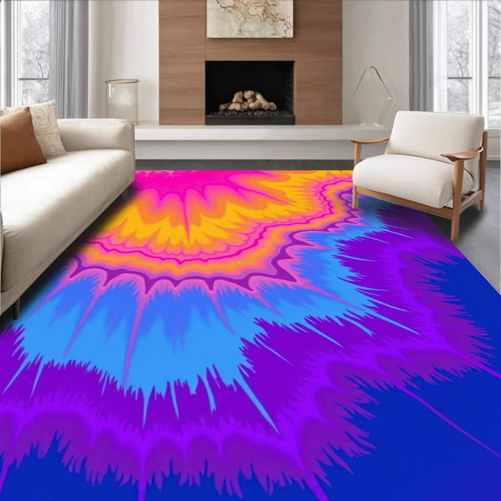 Vibrant Psychedelic Fan Pattern Rug