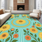 Yellow Orange Floral Garden Design Rug