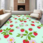 Sweet Strawberry Floral Pattern Rug