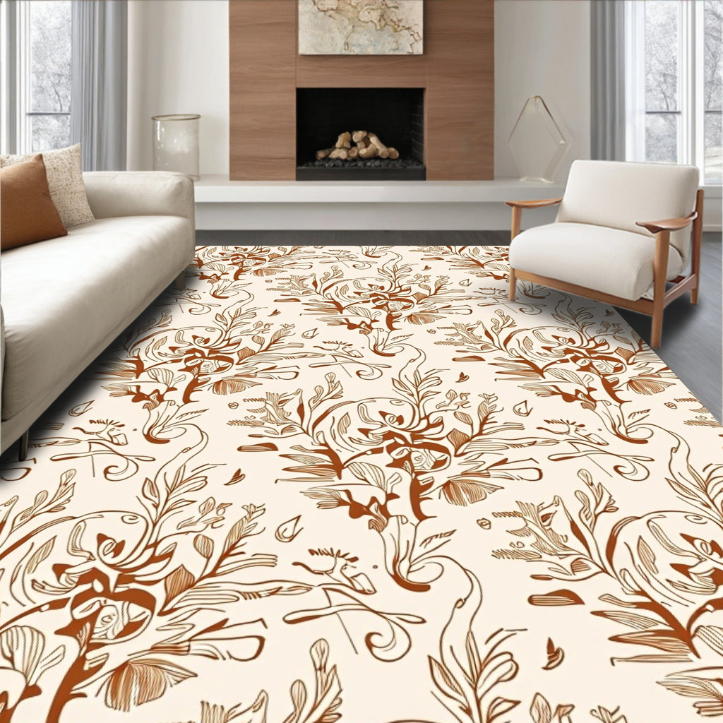 Ornate Vine Foliage Pattern Rug
