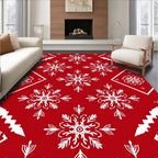 Red White Snowflake Pattern Design Rug