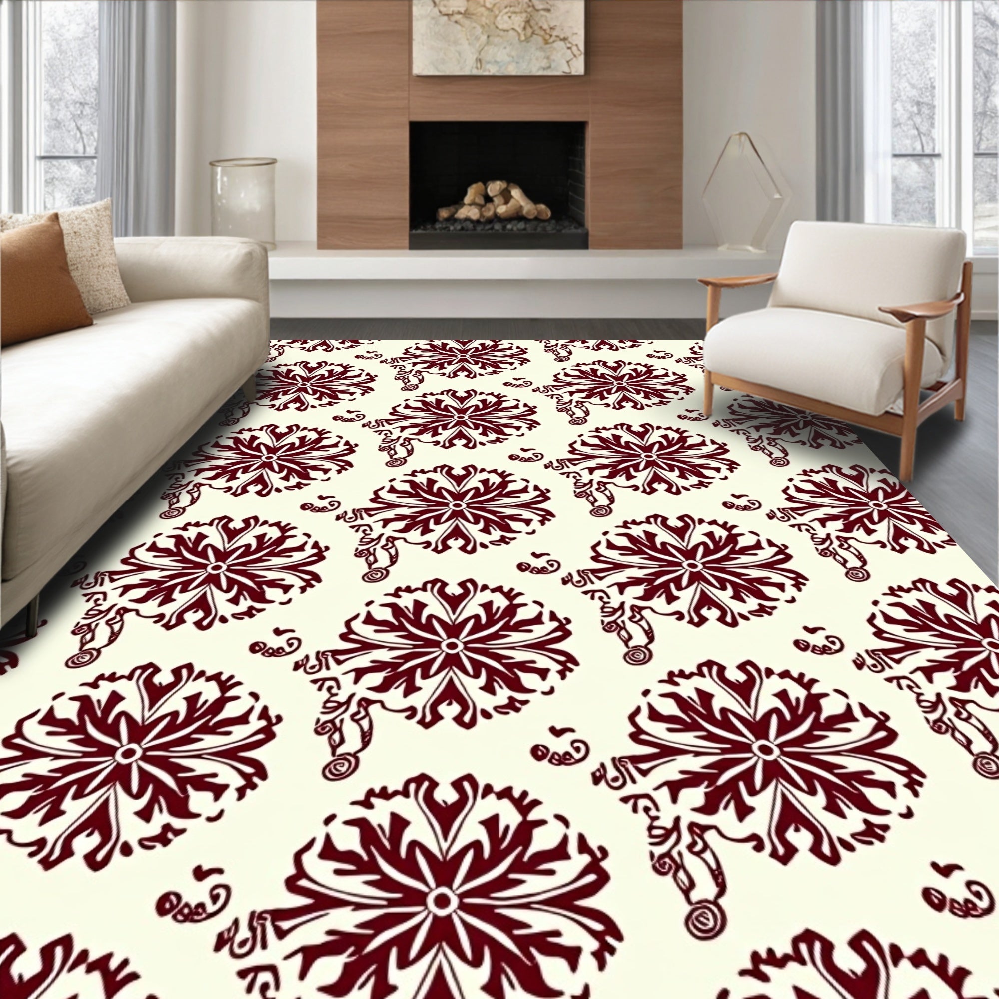Elegant Floral Medallion Pattern Rug