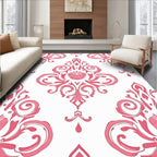 Pink Watercolor Damask Pattern Rug