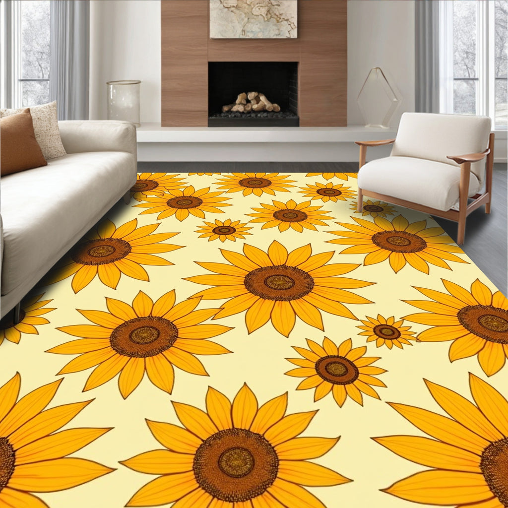 Golden Sunflower Pattern Rug