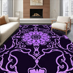 Elegant Lilac Floral Scroll Pattern Design Rug