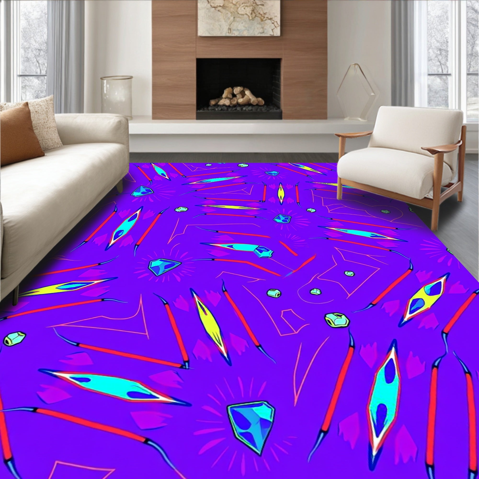 Bold Abstract Geometric Vivid Shapes Rug