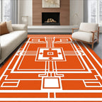 Orange 2 Tone Geometric Pattern Rug