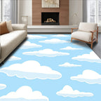 Whimsical Cloud Pattern Blue Sky Rug