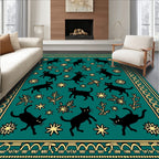 Whimsical Black Cats Stars Border Design Rug