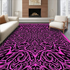 Intricate Pink And Black Abstract Design Rug
