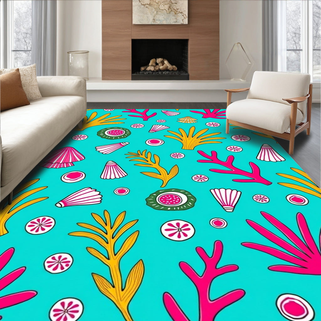 Coral Shell Artful Pattern Rug