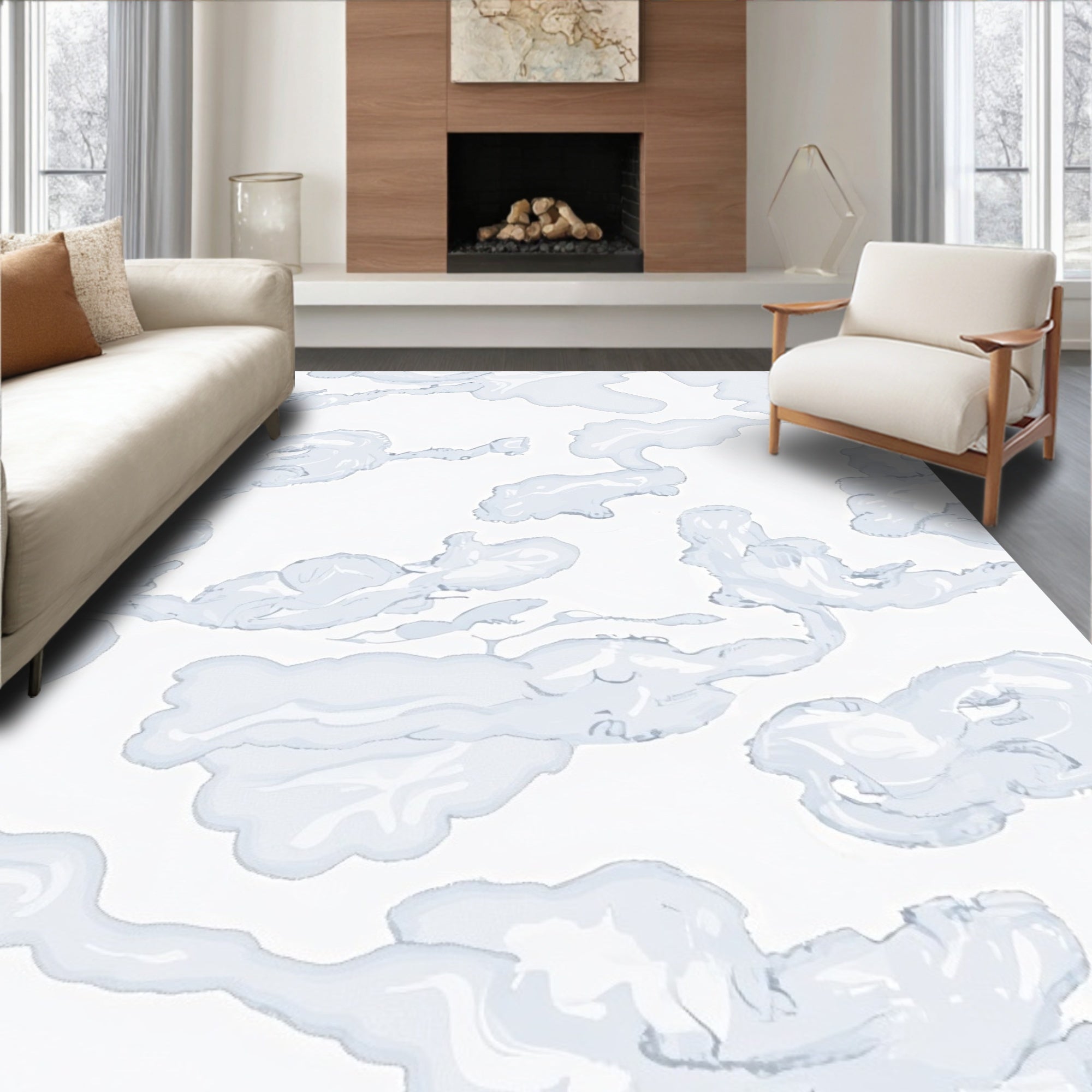 Abstract Cloud Form Pattern Rug
