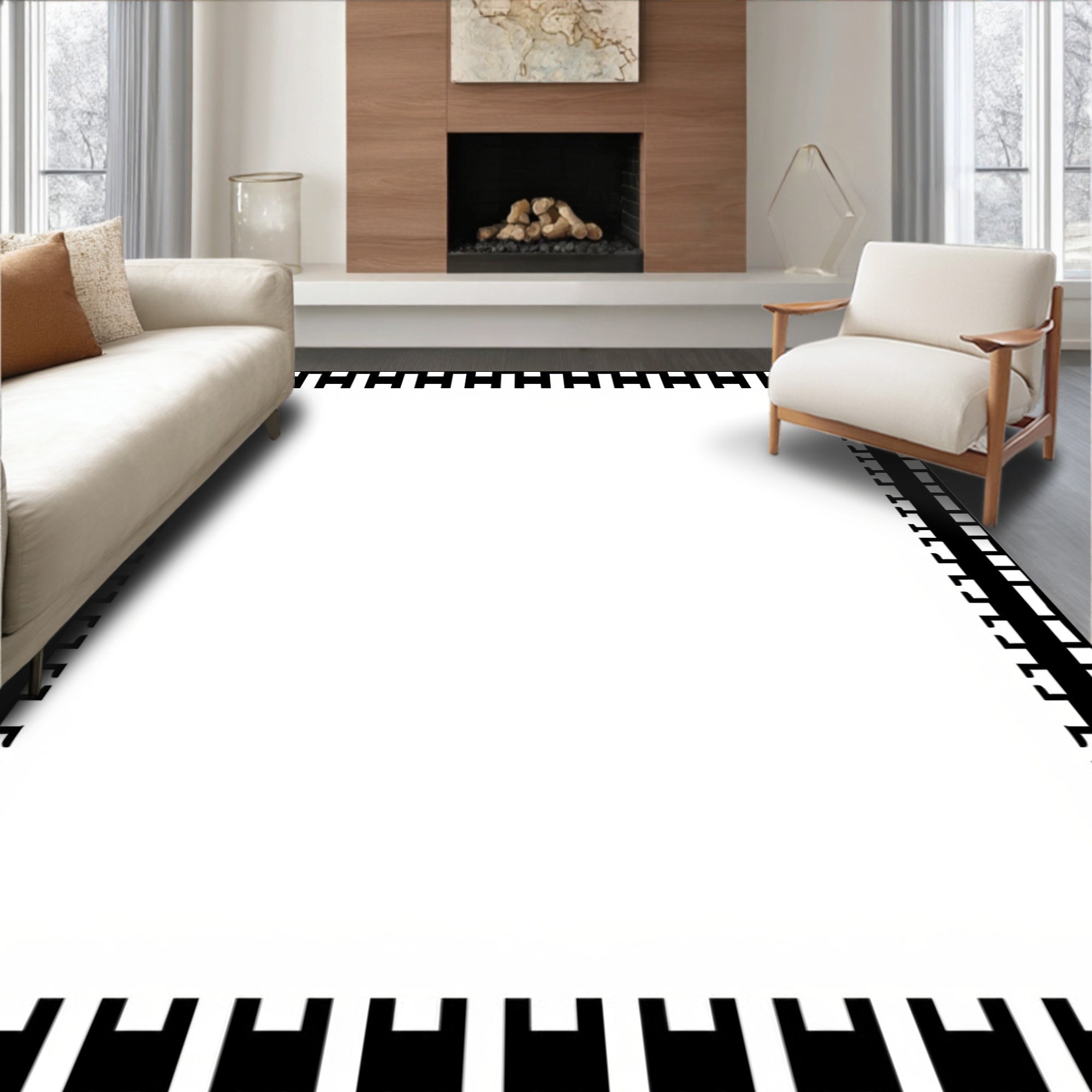 Bold Geometric Border Design Rug